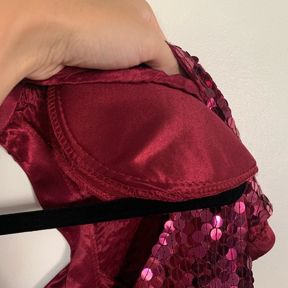 Cache magenta pink sequin halter tie dress Sz 6 - Picture 6 of 10